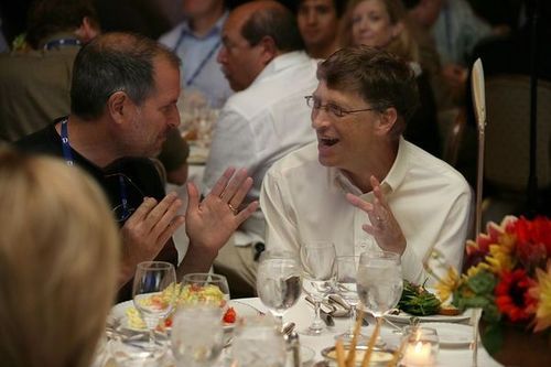 Bill Gates and Steve Jobs were sitting together